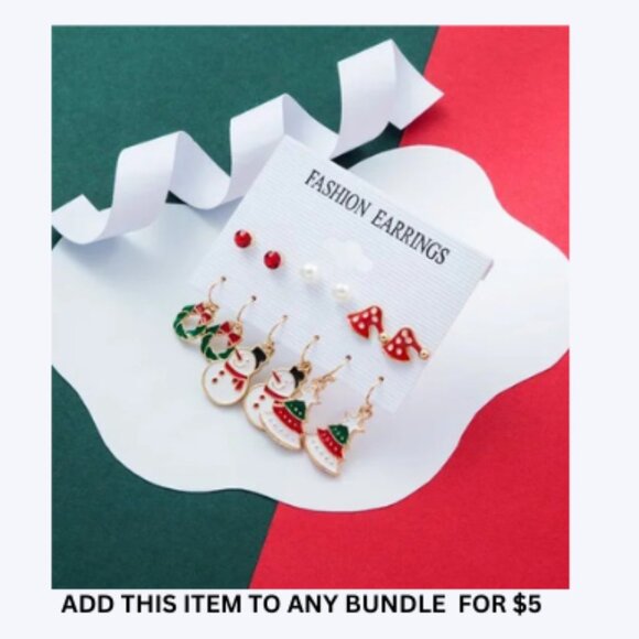 $5 ADD ON ITEM-  Christmas Drop Dangle Earrings Ear Studs Set Pack Tree Gifts - Picture 1 of 5